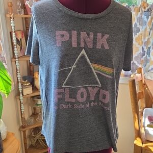 Pink Floyd Gray Short Sleeve Tee with Iconic Prism Design. A